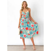 Fresh Sweet Digital Floral Printing Slip Dress
